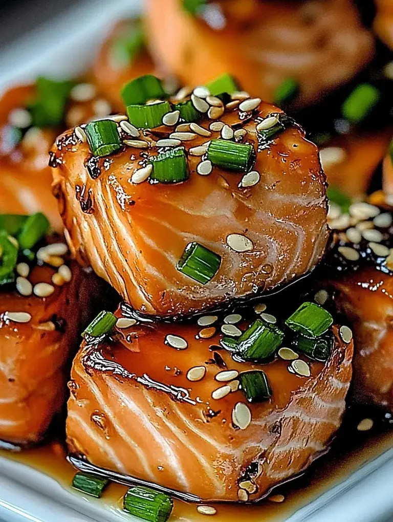 Ein Teller mit aufregend gegrilltem Lachs, garniert mit Sesam und frischen Frühlingszwiebeln.