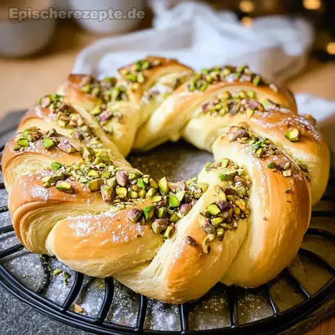 Hefekranz mit Marzipan und Pistazien