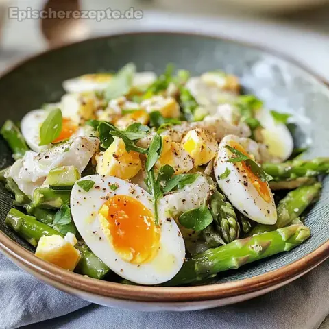 Spargelsalat mit Ei und Schinken