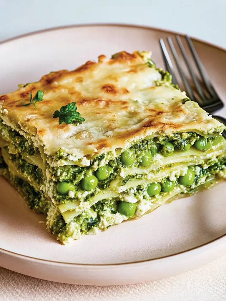 Vegane Grüne Lasagne mit Erbsen und Tofu-Bechamel – Gesund und Cremig