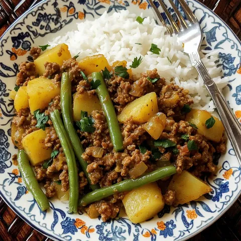 Grüne Bohnen Pfanne mit Kartoffeln & Hack