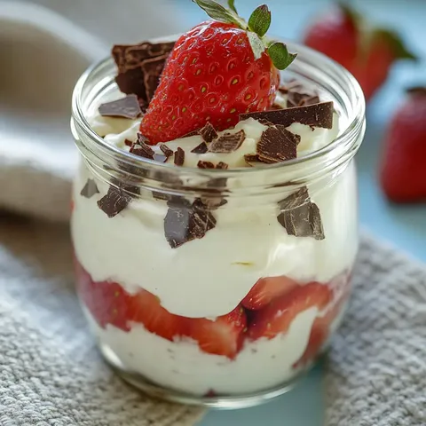 Quarkspeise mit Erdbeeren im Glas