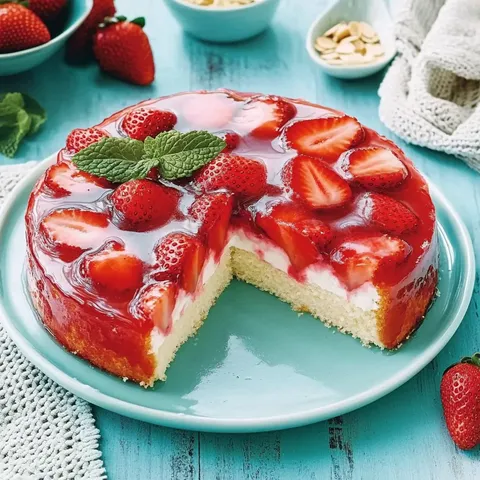 Erdbeerkuchen mit Pudding