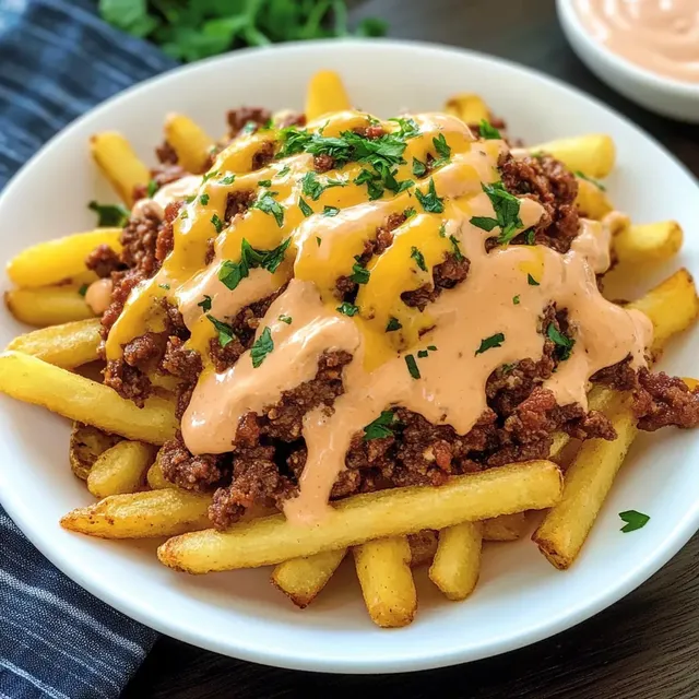 Loaded Fries mit Hackfleisch und Cheddar