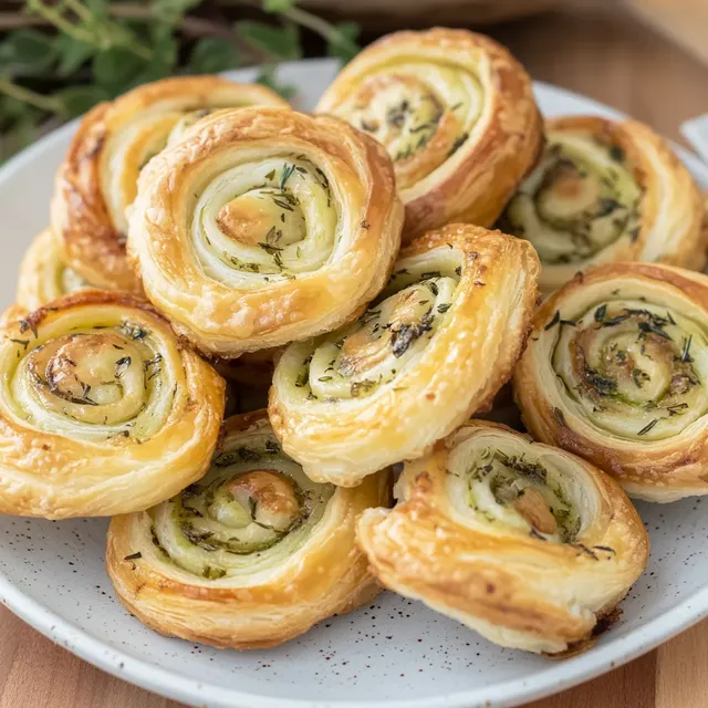 Pesto-roomkaas bladerdeeg spiralen