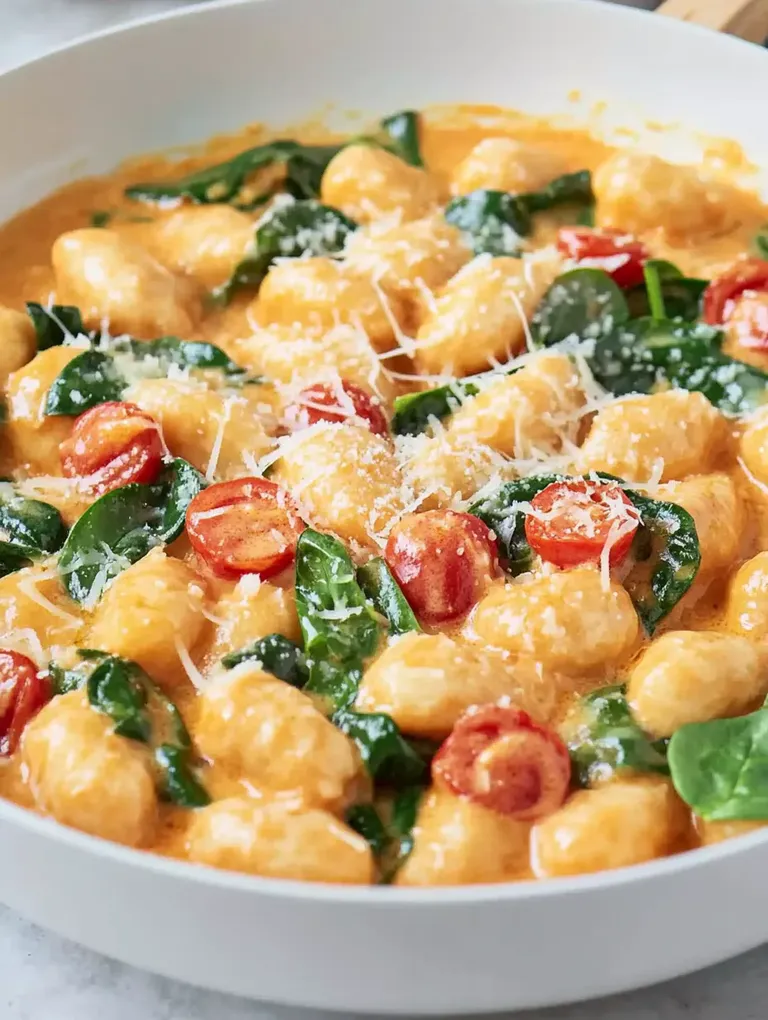 Herzhafte Gnocchi-Pfanne mit frischem Spinat & Tomaten