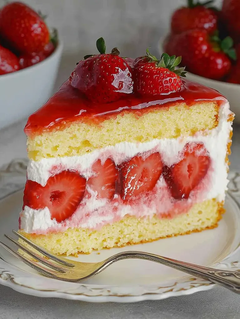 Cremige Erdbeer-Biskuit-Torte mit Quark & Sahne