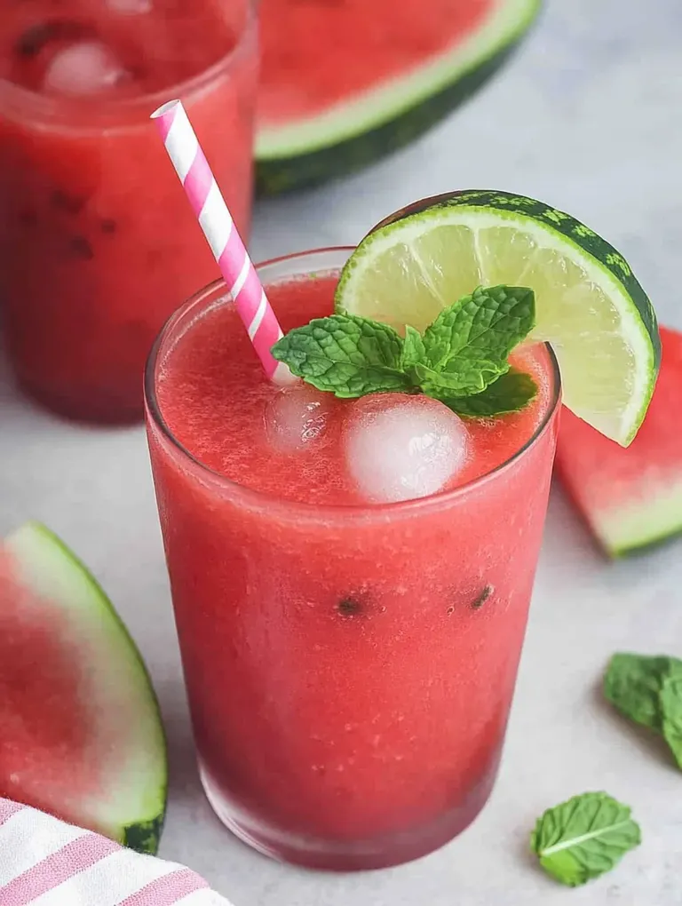 Erfrischender Wassermelonen-Erdbeer-Slush