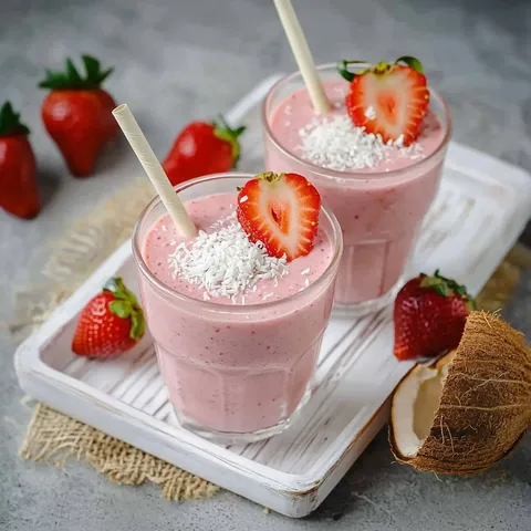 Gesunder Erdbeer Smoothie mit Bananen