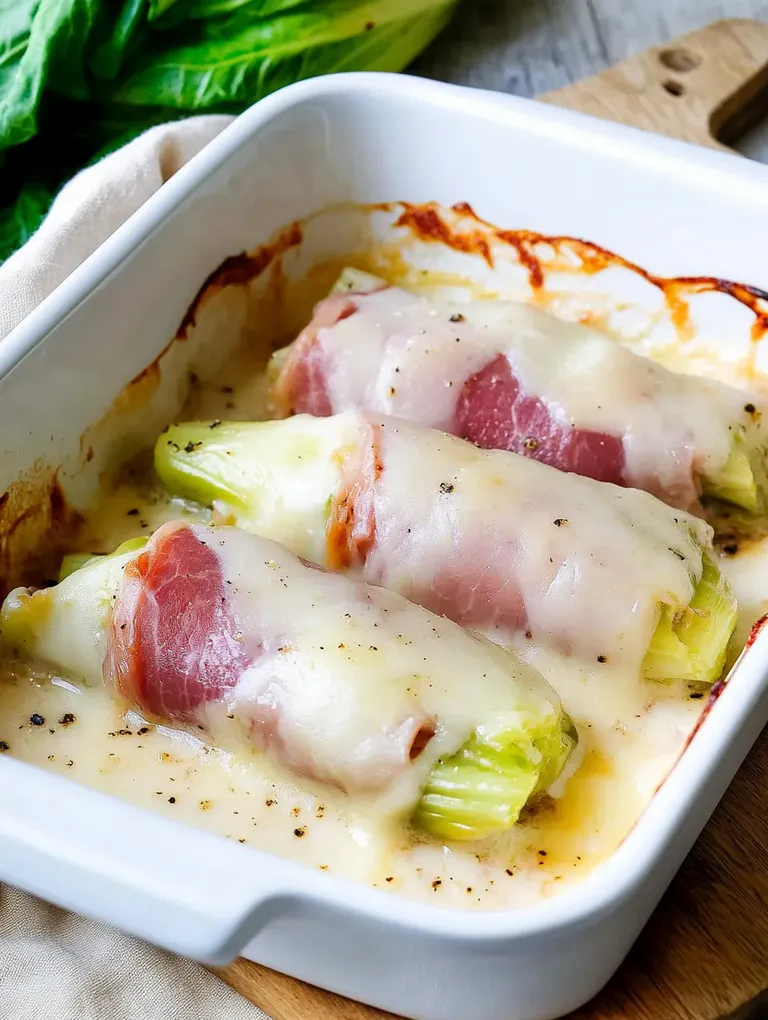 Ofengericht mit Chicorée, Schinken und Käse – Deftiger Genuss