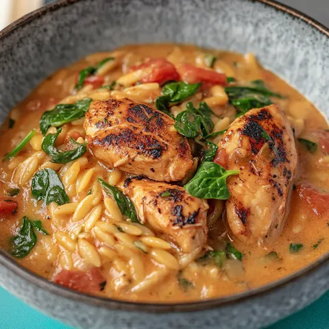 Cremige Orzo-Pfanne in Tomaten-Sahnesoße – Schnell & Köstlich