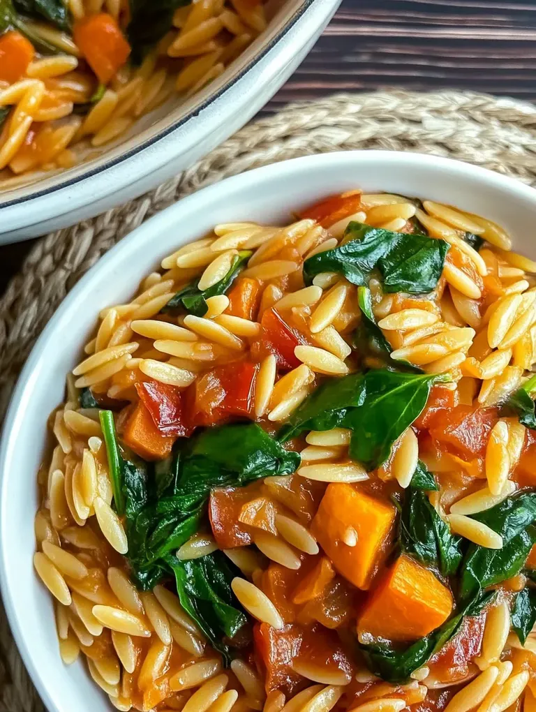 Herzhafter Orzo-Eintopf mit frischem Blattspinat