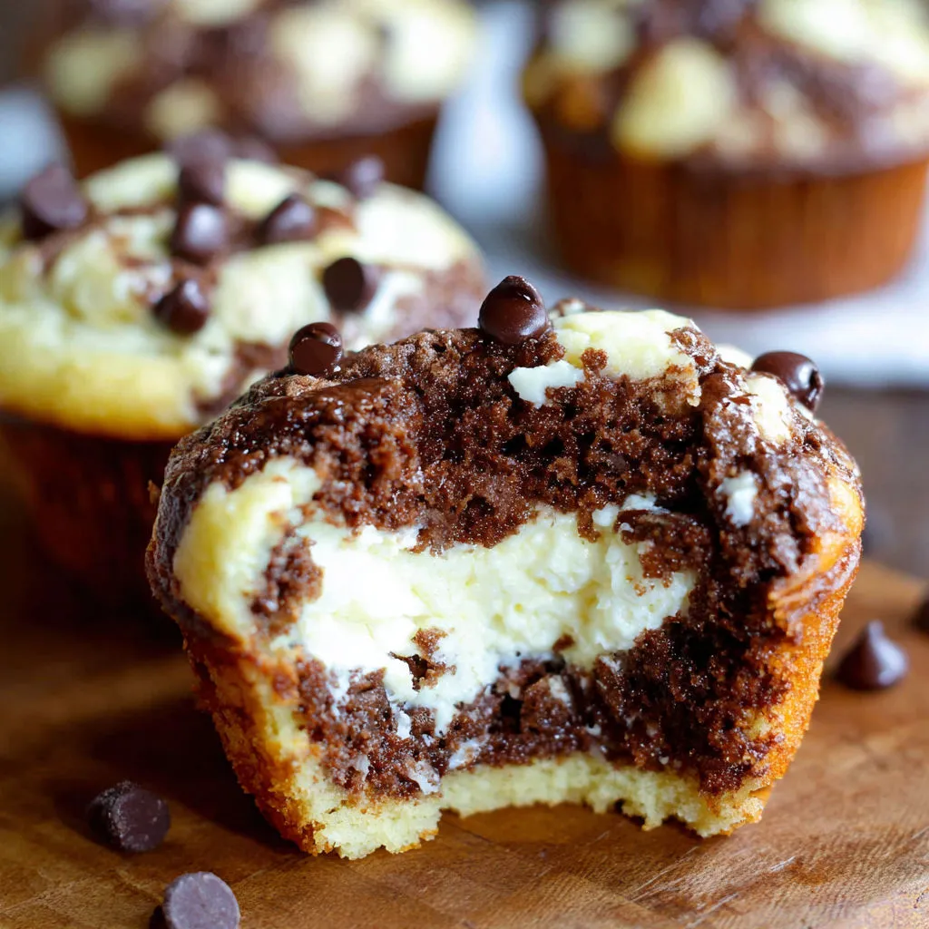 A muffin with chocolate chips and white cream.