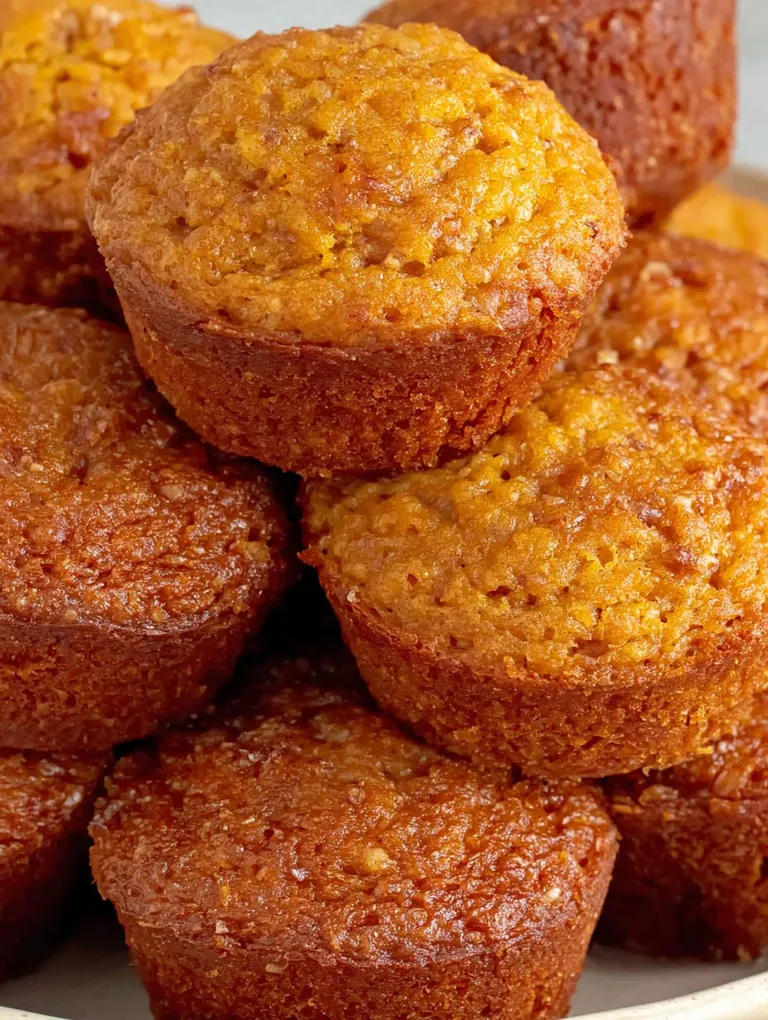 A stack of spiced fresh pumpkin muffins.