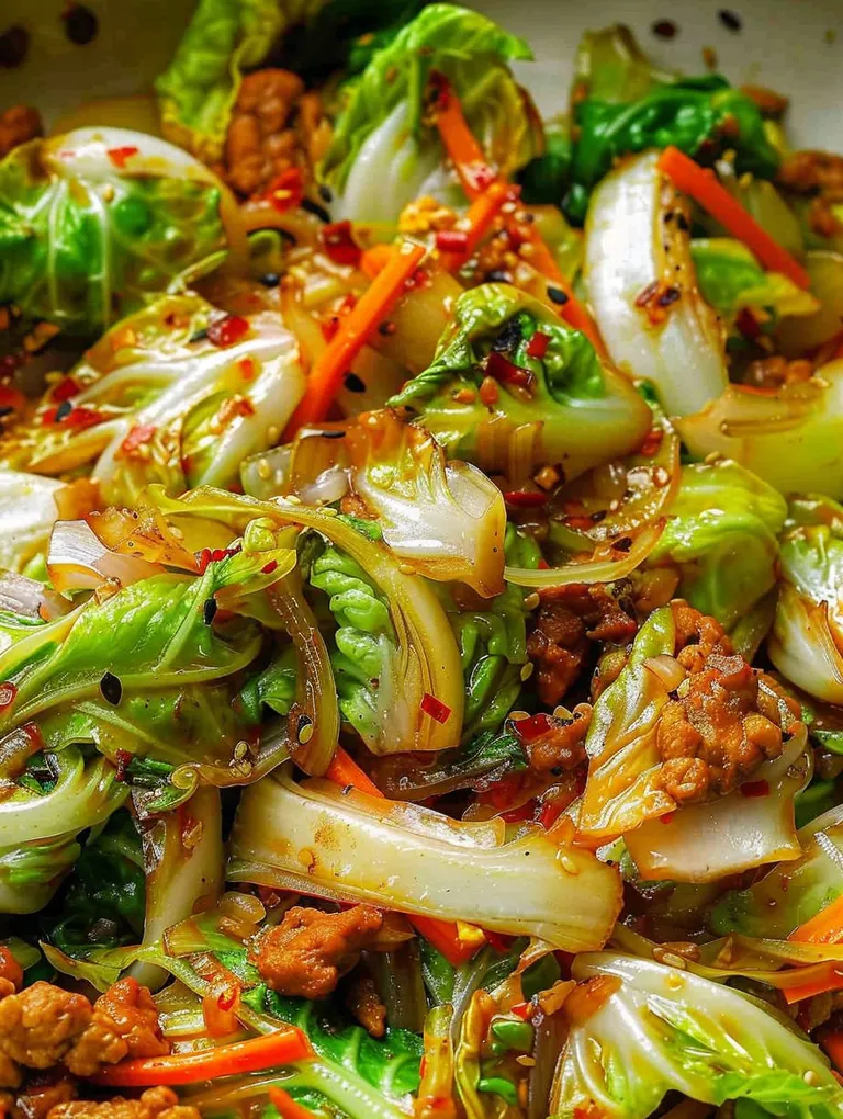 A dish of meat and vegetables, including onions and carrots, with a spicy sauce.