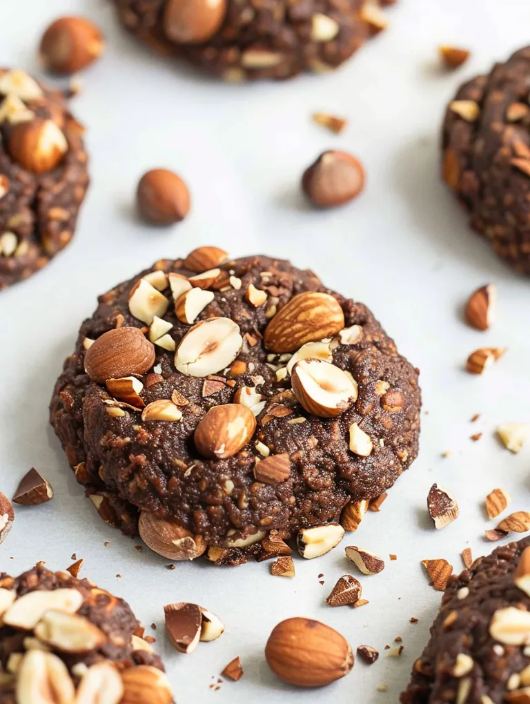 Chocolate Hazelnut Cookies (Sugar-Free) on a white surface.