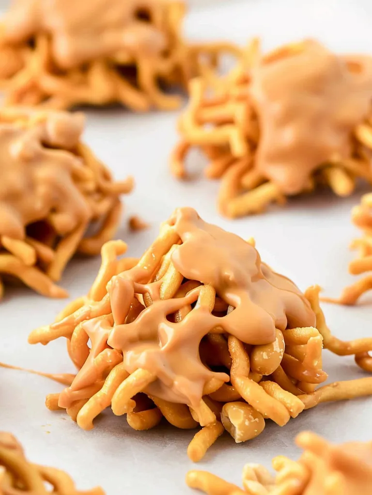 A pile of butterscotch haystacks.