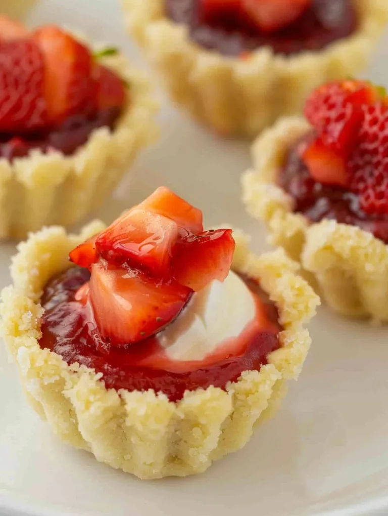 A pastry with strawberries and cream cheese.