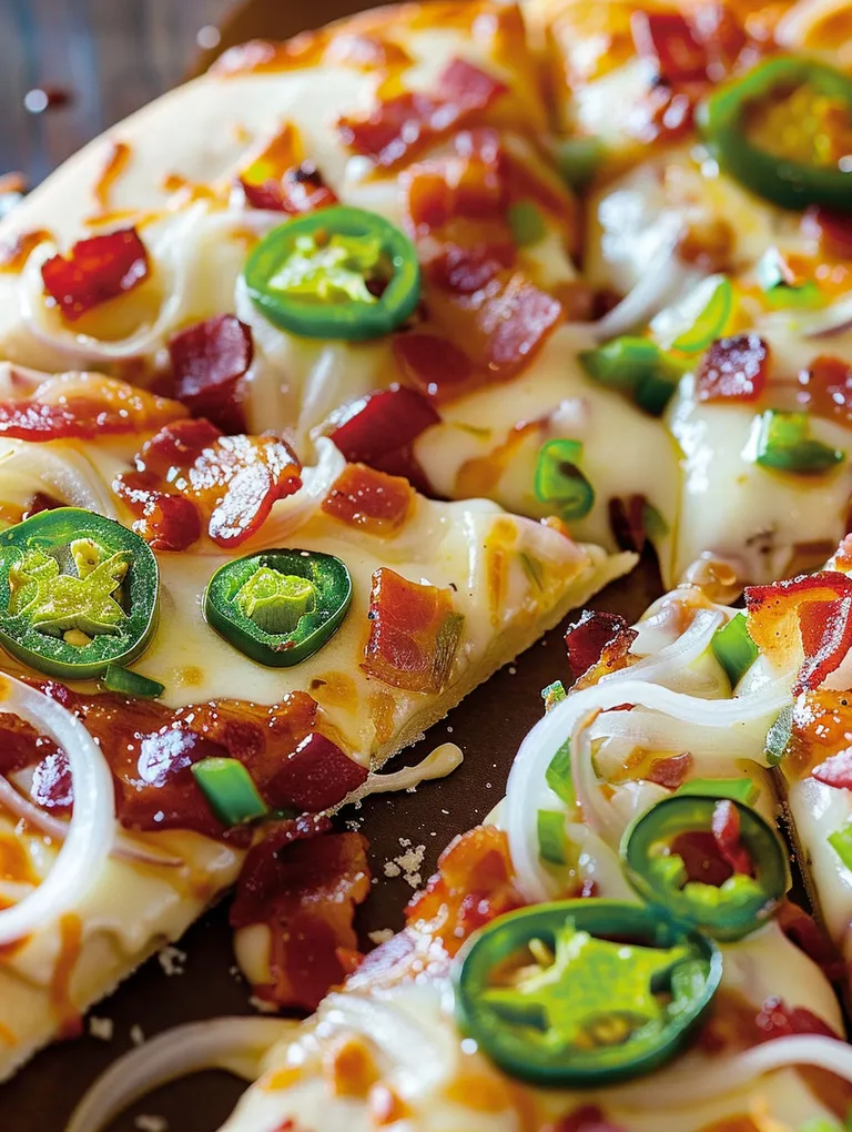 A slice of jalapeno popper pizza.