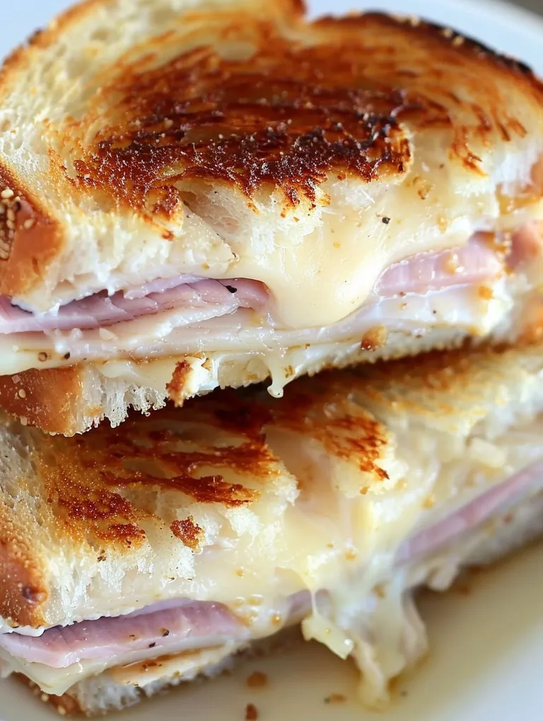 A grilled cheese sandwich with chicken cordon bleu.