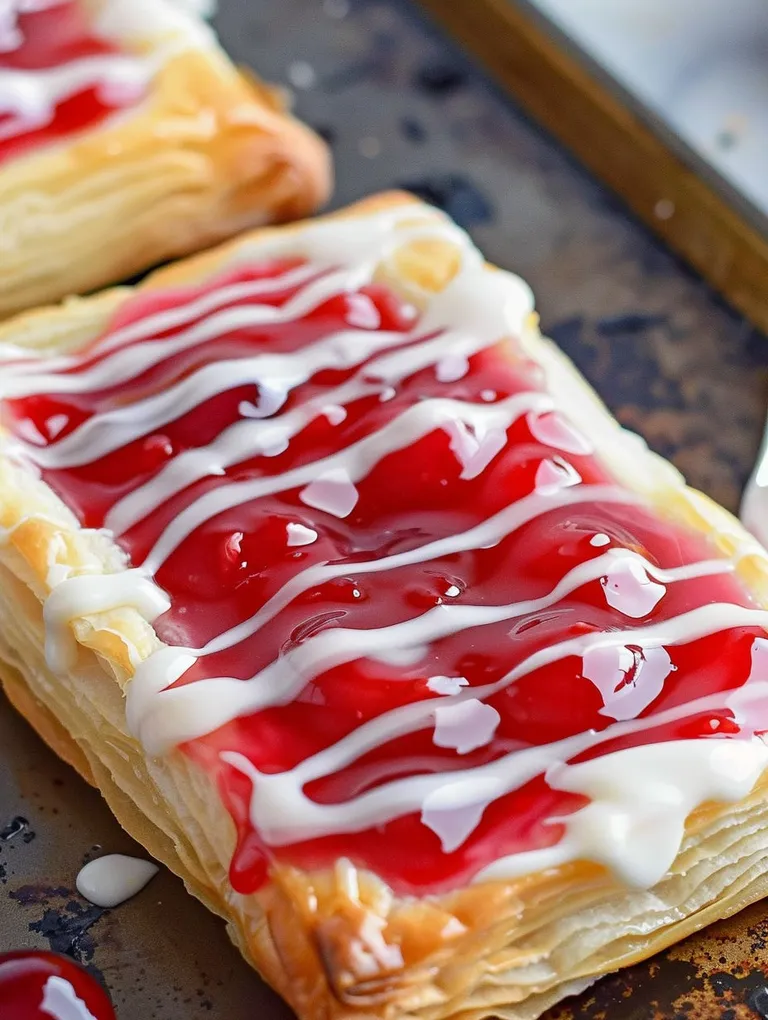 A pastry with cherries and whipped cream on top.