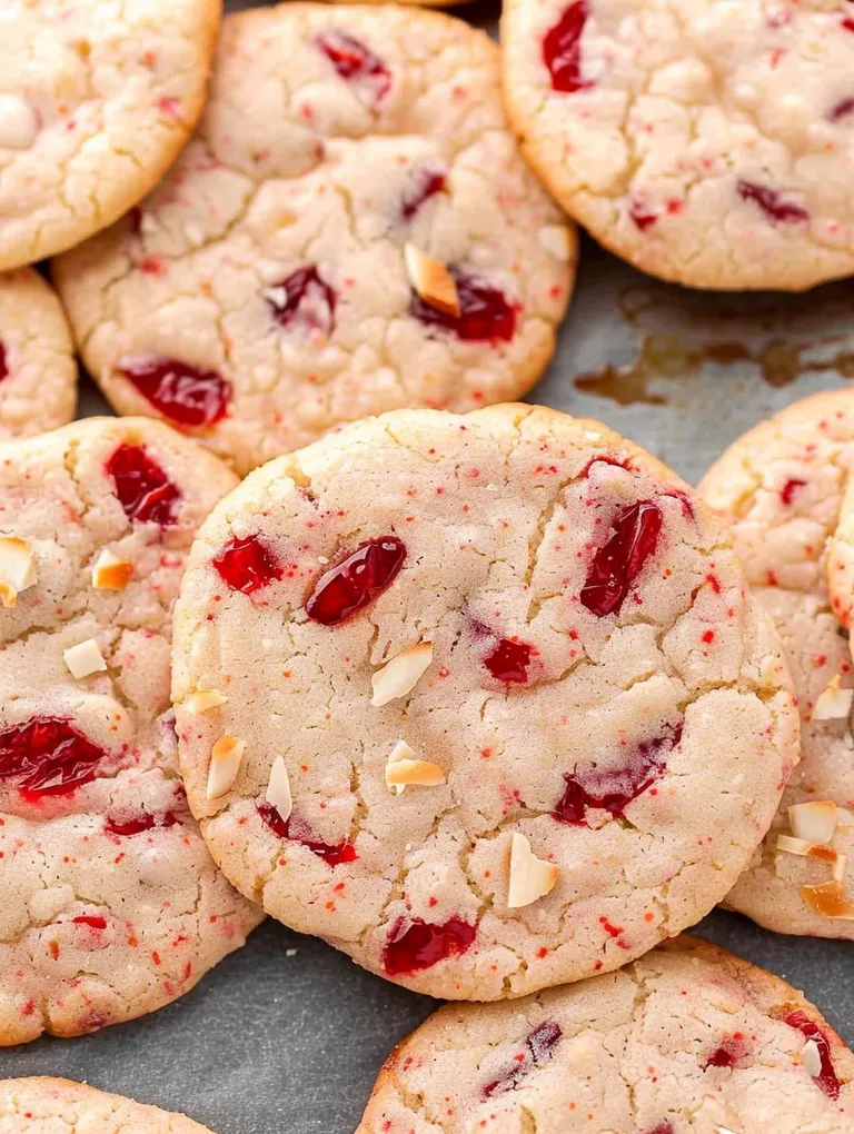 A plate of cookies with cherries on top.