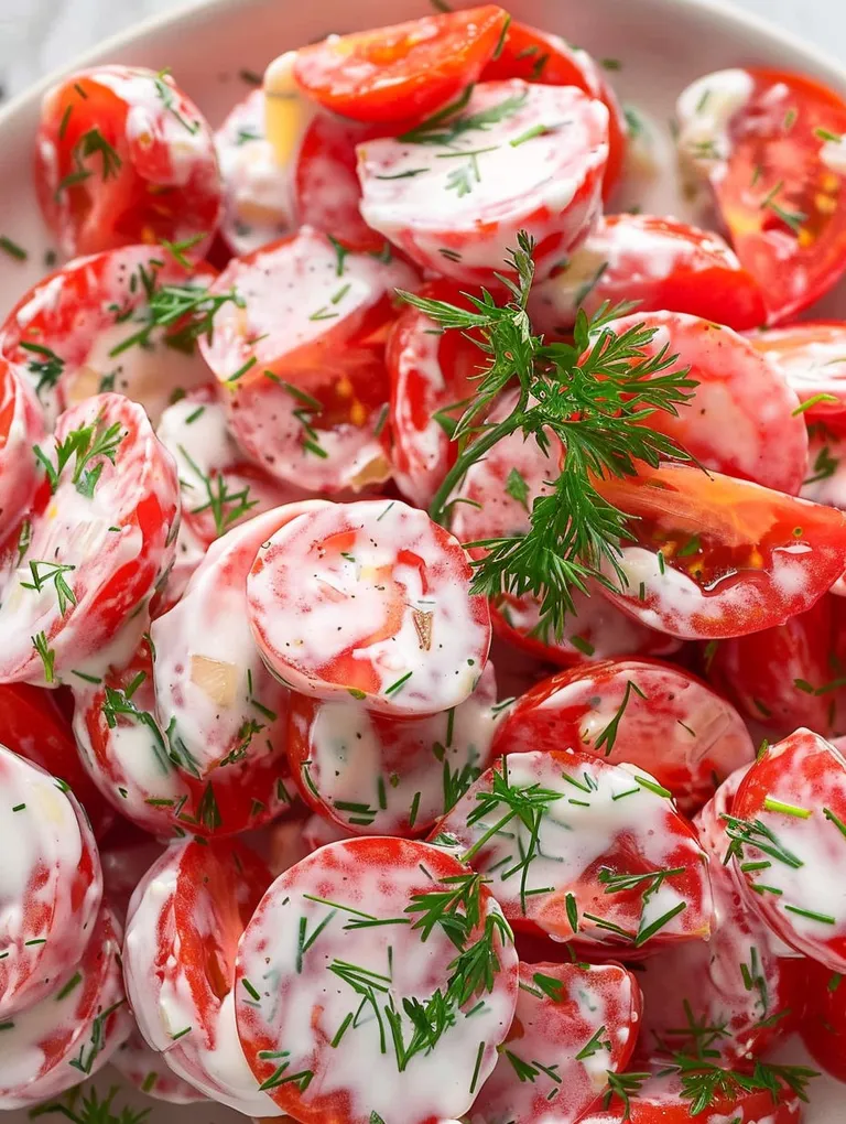 Tomatoes and parsley on a plate.