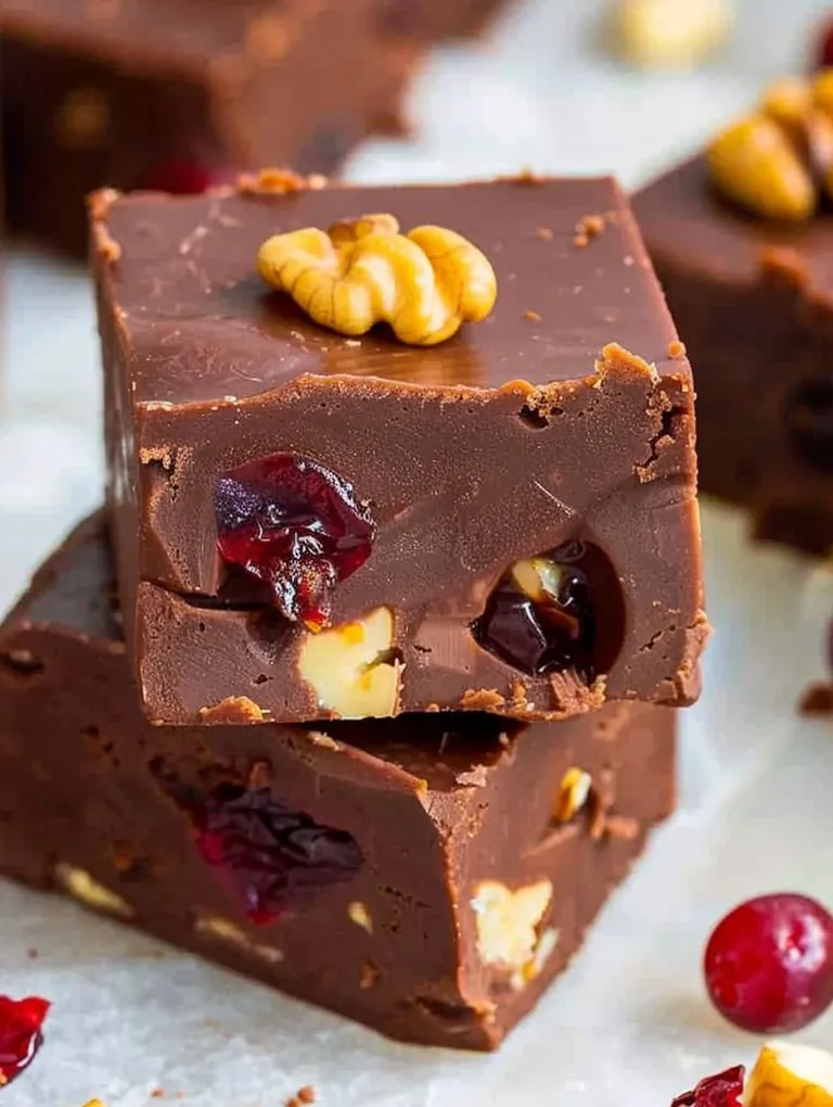 A piece of chocolate cake with nuts on top.