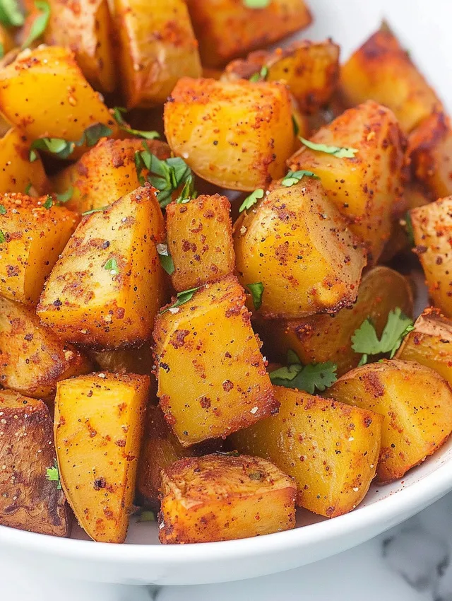 A bowl of Mexican potatoes with spices.