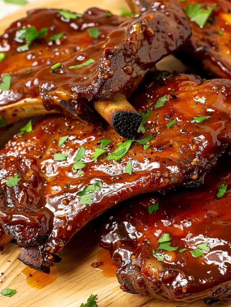 A close up of a delicious barbecue rib.