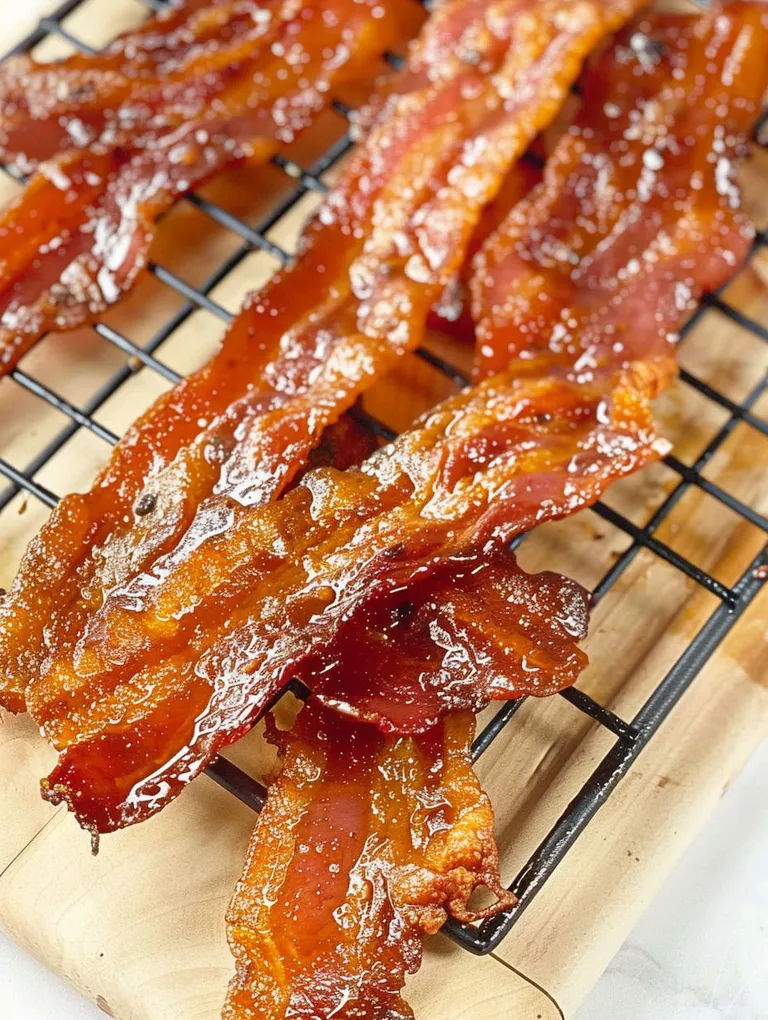 Bacon on a wire rack.