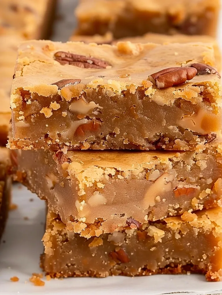 A close up of a piece of butterscotch brownies.
