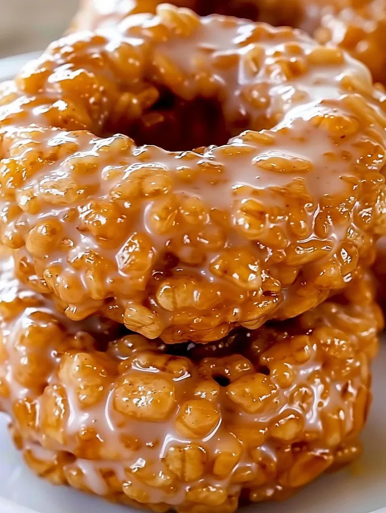 A close up of a pumpkin rice krispie donut.