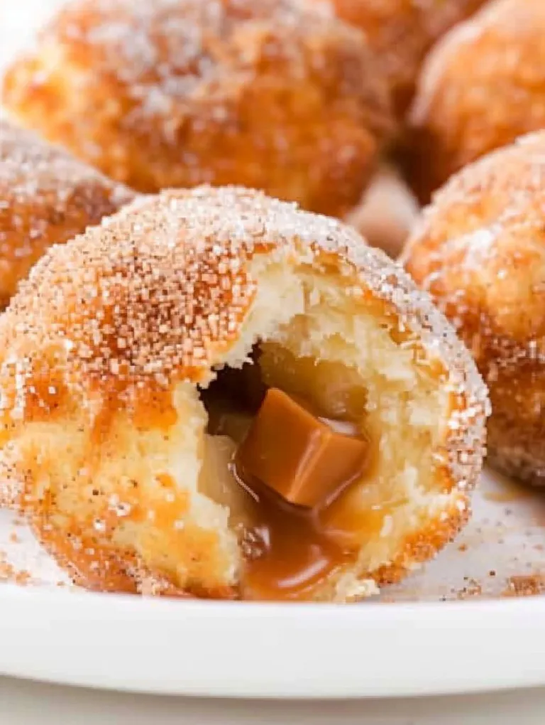 A plate of caramel apple pie bombs.