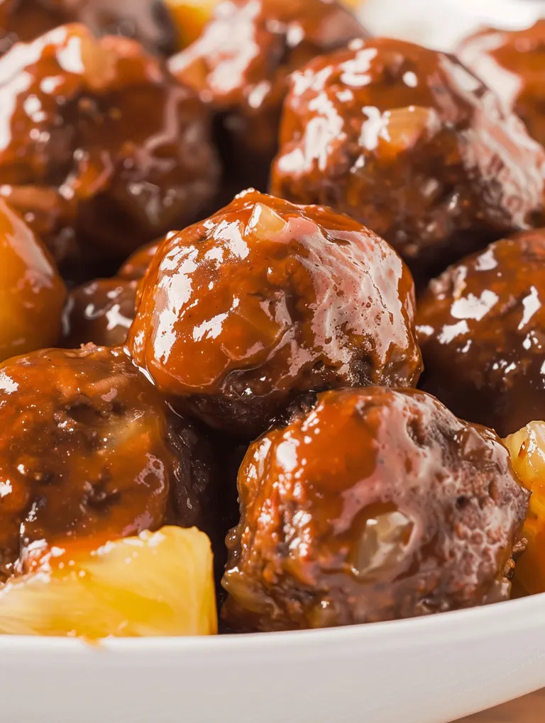 Sweet and sour meatballs in a bowl.