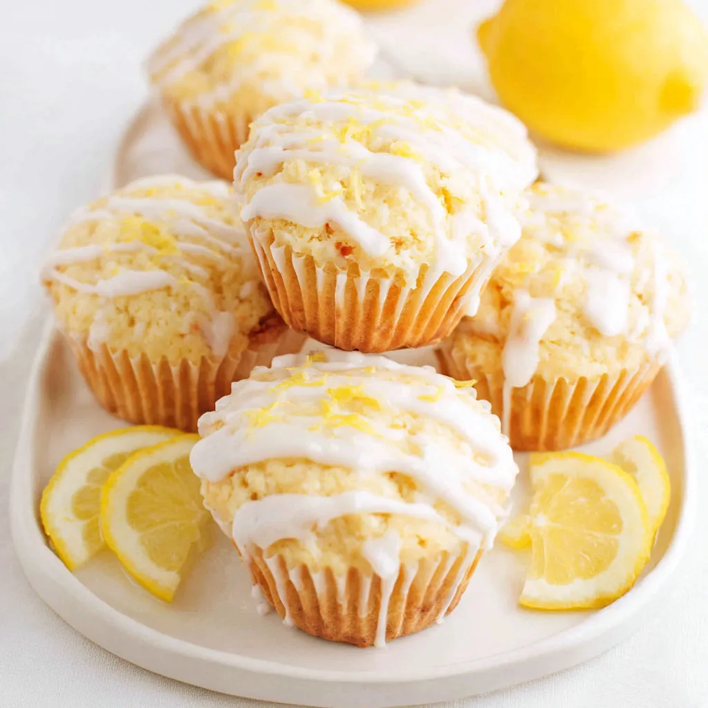 A plate of lemon ricotta muffins.