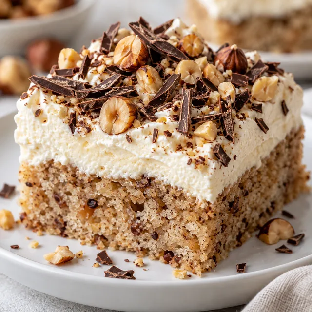 Nuss-Sahne-Schnitte mit Haselnüssen und Schokoraspeln