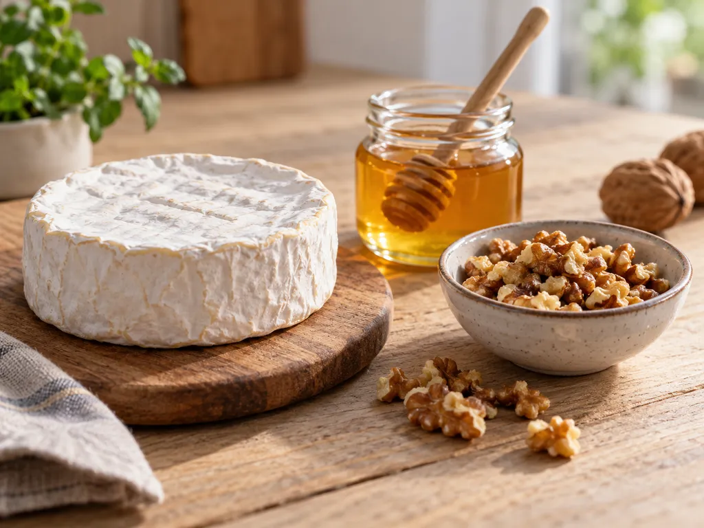 Camembert, Honig und Walnüsse für einen warmen Gäste-Snack
