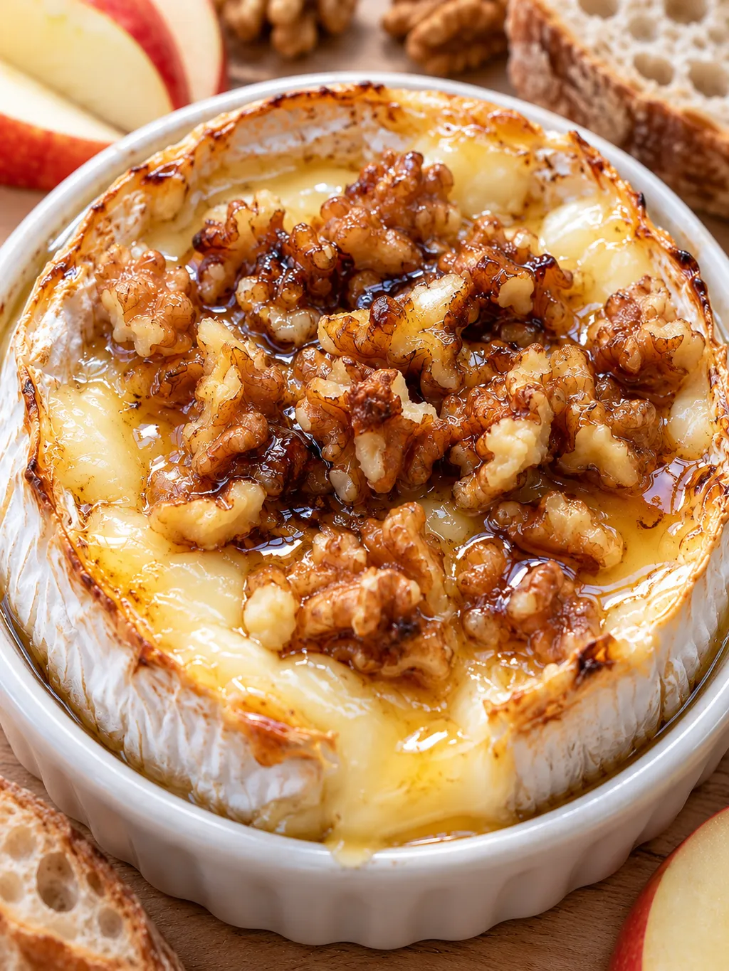 Warmer Camembert mit Honig, Walnüssen und cremigem Käsekern